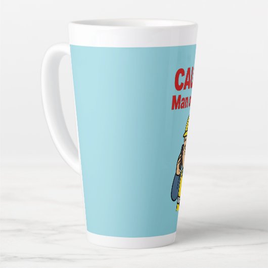 The "CAUTION! Man on phone!" Latte mug カフェラテマグ (左アングル)