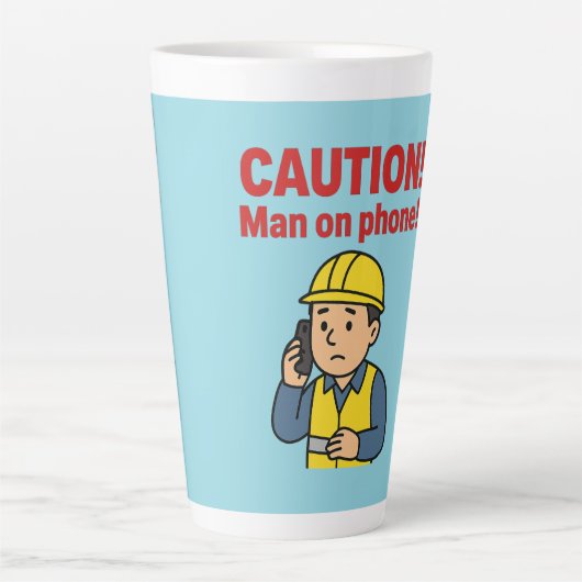 The "CAUTION! Man on phone!" Latte mug カフェラテマグ (正面)