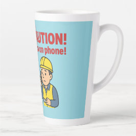 The "CAUTION! Man on phone!" Latte mug カフェラテマグ
