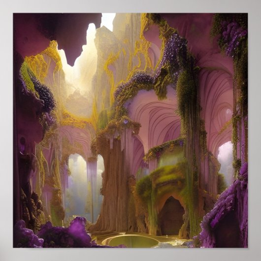 The Cave of Amethyst Geodes Digital Art ポスター (正面)