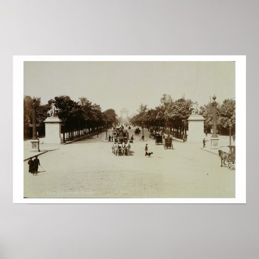 The Champs Elysees, Paris （セピア写真） ポスター (正面)