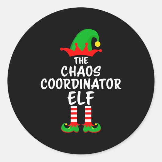 The Chaos Coordinator Elf Matching Family Christma ラウンドシール (正面)