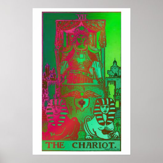The Chariot Tarot Card Psychedelic Poster ポスター (正面)