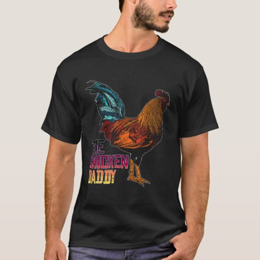The Chicken Daddy Retro Colour Chicken Poultry Ani Tシャツ (正面)