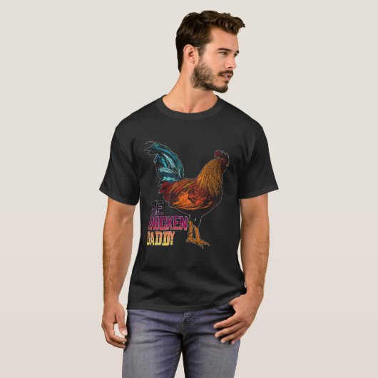 The Chicken Daddy Retro Colour Chicken Poultry Ani Tシャツ (正面フル)