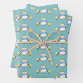 The chickens paint a beautiful Easter egg ラッピングペーパーシート