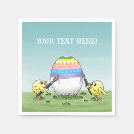 The chickens paint a colorful Easter egg スタンダードカクテルナプキン