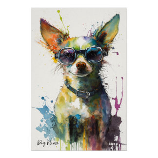 The Chihuahua Dog With Sunglasses - Composition007 ポスター