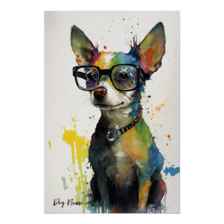 The Chihuahua Dog With Sunglasses - Composition010 ポスター
