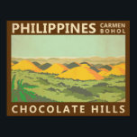 The Chocolate Hills Philippines Vintage  ポスター<br><div class="desc">Chocolate Hills retro art design. The Chocolate Hills are a geological formation in the Bohol province of the Philippines.</div>