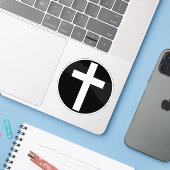 The Christian Cross (white on black) シール (ノートパソコンとiPhone)