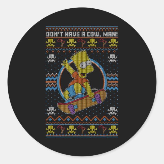 The Christmas Bart Don't Have A Cow Ugly Sweater  ラウンドシール (正面)