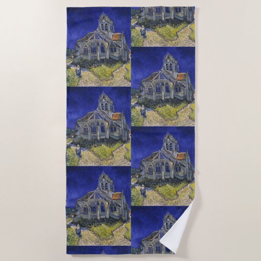 The Church at Auvers by Vincent vanゴッホ ビーチタオル (正面)