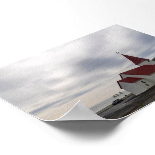 The church o Vik in Iceland ポスター (角)