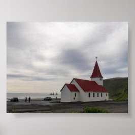 The church o Vik in Iceland ポスター