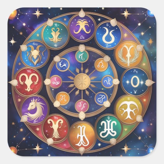 the circle with the zodiac signs スクエアシール (正面)