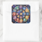 the circle with the zodiac signs スクエアシール (バッグ)