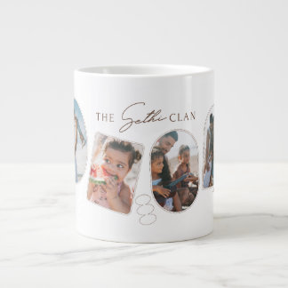 The ___ Clan パーソナライズドギフト | フォトコラージュ コ ジャンボコーヒーマグカップ