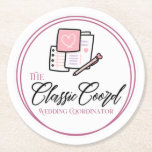 The Classic Coord  ラウンドペーパーコースター<br><div class="desc">The Classic Coord coaster features a light pink background,  and you can change the logo to your company's.</div>