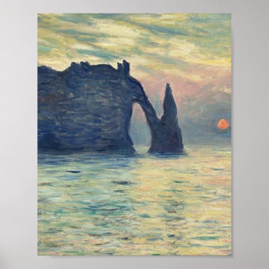 The Cliff Etretat Sunset By Claude Monet ポスター (正面)