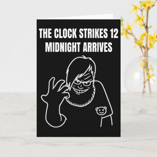 The Clock Strikes 12 Midnight Arrives Meme _1  カード (黄色い花)