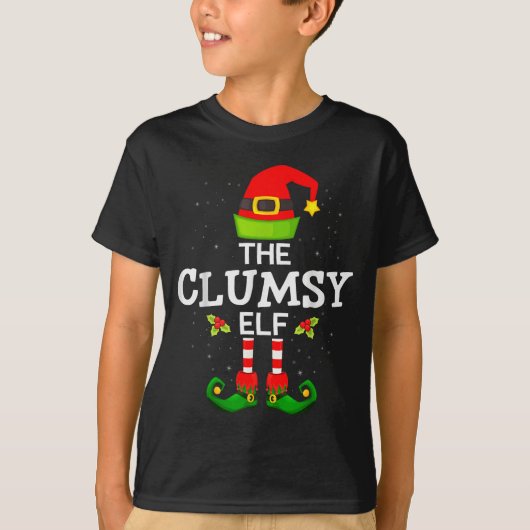 The Clumsy Elf Christmas Family Matching Pajama  Tシャツ (正面)