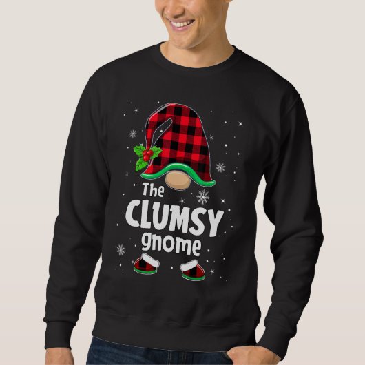 The Clumsy Gnome Buffalo Plaid Christmas Matching  スウェットシャツ (正面)