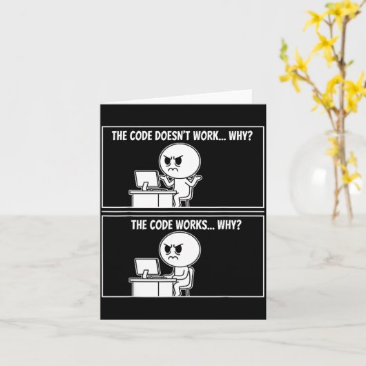 The Code Doesn't Work Funny Programmer Computer En カード (黄色い花)