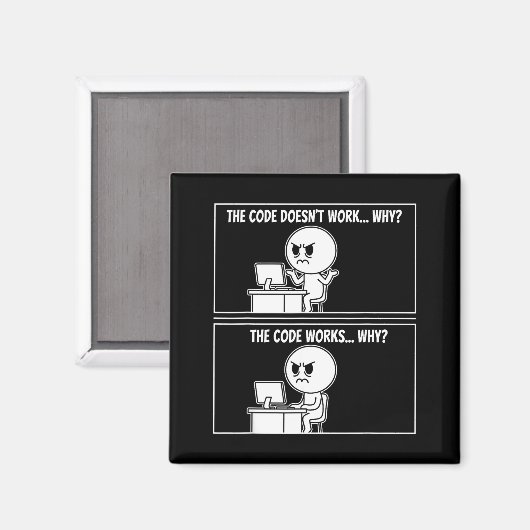 The Code Doesn't Work Funny Programmer Computer En マグネット (正面/裏面)