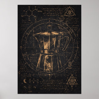 The Coffee Alchemist, Mystic Caffeine Abstract Art ポスター