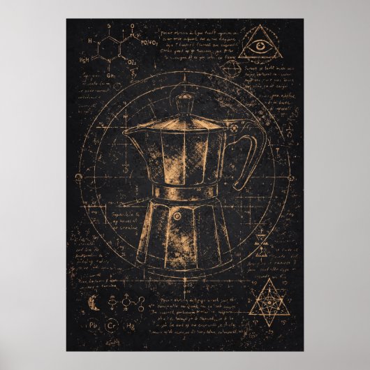 The Coffee Alchemist, Mystic Caffeine Abstract Art ポスター (正面)