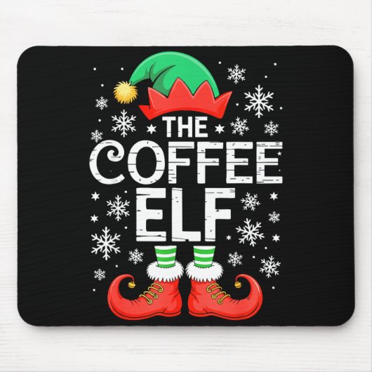 The Coffee Elf Shirt Men Women Family Matching Chr マウスパッド (正面)
