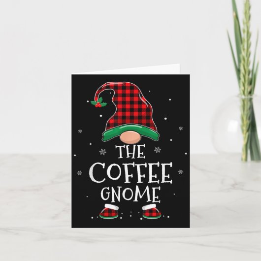 The Coffee Gnome Xmas Family Matching Plaid Christ カード (正面)