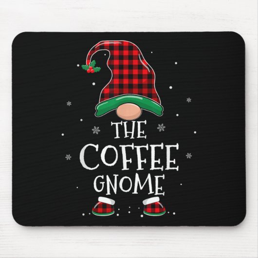 The Coffee Gnome Xmas Family Matching Plaid Christ マウスパッド (正面)