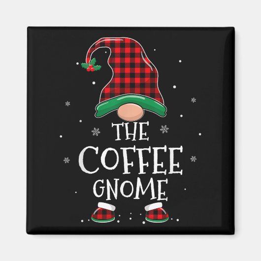 The Coffee Gnome Xmas Family Matching Plaid Christ マグネット (正面)