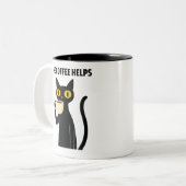 The Coffee Helps – Cute Black Cat Coffee Mug ツートーンマグカップ (正面左)