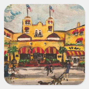 「The Colony Hotel,Delray Hotel, Florida」ステッカー スクエアシール