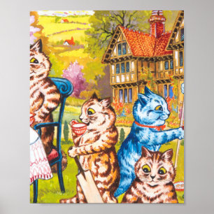 The Colorful Dancing Psychedelic Cats Louis Wain ポスター