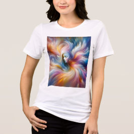 The Colorful Wispy Angel on Front of a White トライブレンドＴシャツ