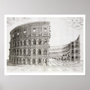 The Colosseum, AD 80で構築(版木、銅版、版画) ポスター