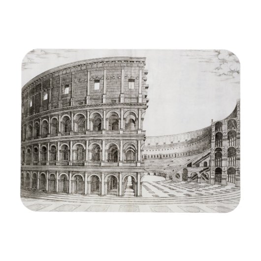 The Colosseum, AD 80で構築(版木、銅版、版画) マグネット (横)