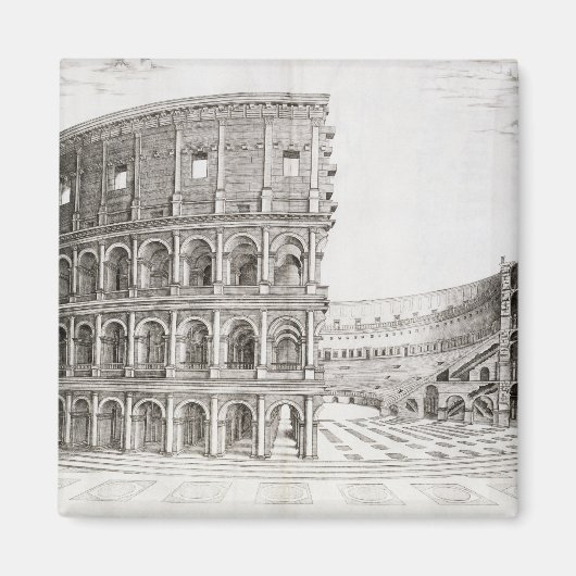 The Colosseum, AD 80で構築(版木、銅版、版画) マグネット (正面)