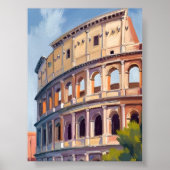 The Colosseum Rome Watercolor Travel  ポスター (正面)