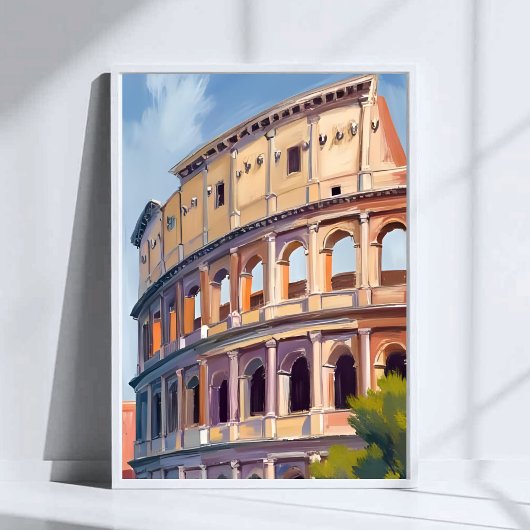 The Colosseum Rome Watercolor Travel  ポスター