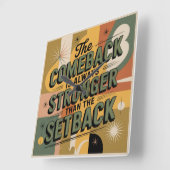 The Comeback Is Always Stronger Than The Setback スクエア壁時計 (傾斜)