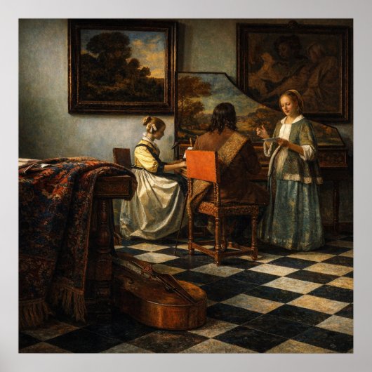 The Concert by Johannes Vermeer ポスター (正面)