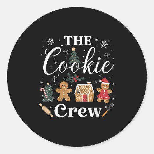 The Cookie Crew Christmas Baking Cookie Lover Kids ラウンドシール (正面)