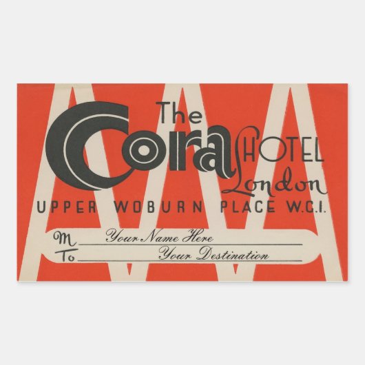 The Cora Hotel (London) 長方形シール (正面)