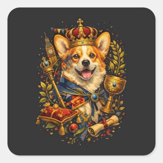 The Corgi King スクエアシール (正面)