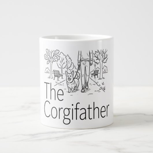 The Corgifather - Funny Corgi Dad Dog Walker ジャンボコーヒーマグカップ (正面)
